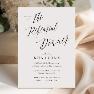 Invitación Cena de Ensayo de Caligrafía Clásica Personalizada