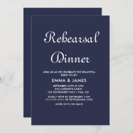 Invitación Cena de ensayo de caligrafía de la marina romántic