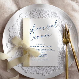 Invitación Cena de Ensayo de Caligrafía Elegante Azul Marino