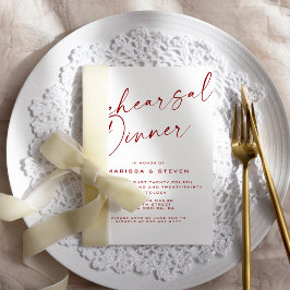 Invitación Cena de Ensayo de Caligrafía Elegante Borgoña