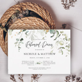 Invitación Cena de Ensayo de Caligrafía Elegante de Eucalipto