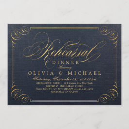 Invitación Cena de ensayo de caligrafía elegante de oro de la