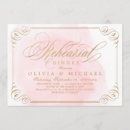 Invitación Cena de ensayo de caligrafía elegante de oro de Ru