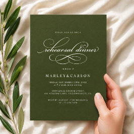 Invitación Cena de Ensayo de Caligrafía Elegante Verde Oliva