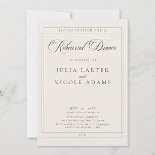 Invitación Cena de ensayo de caligrafía en marfil de chocolat