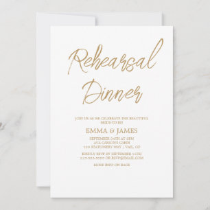 Invitación Cena de ensayo de caligrafía en oro romántico