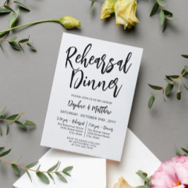 Invitación Cena de ensayo de caligrafía encantadora de negro