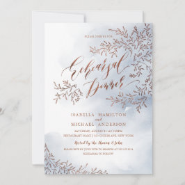 Invitación Cena de ensayo de caligrafía floral rústica gris