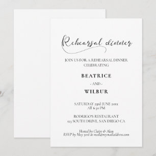 Invitación Cena de ensayo de caligrafía romántica elegante