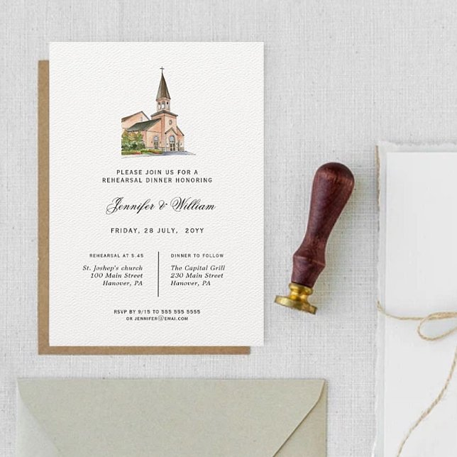 Invitación Cena de ensayo de capilla acuarela (Subido por el creador)