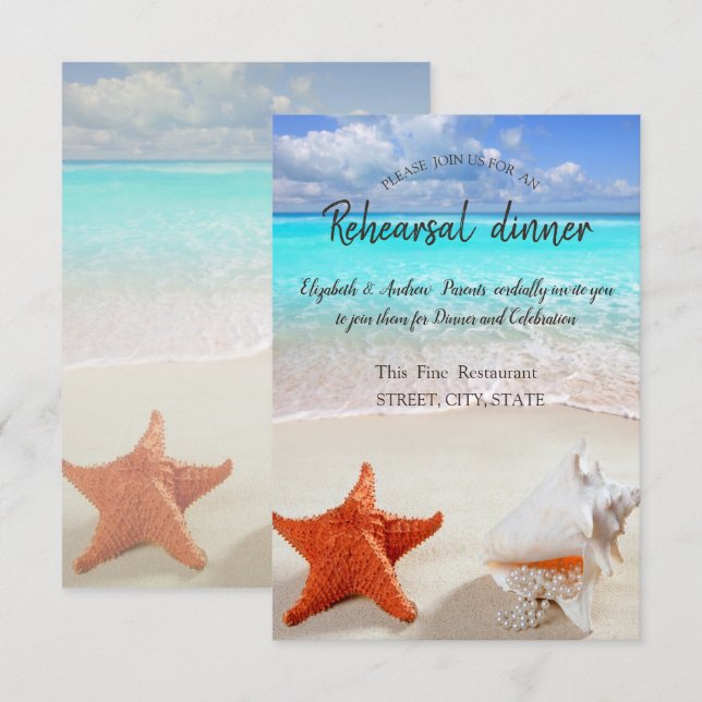 Invitación Cena de ensayo de cascos de playa (Anverso / Reverso)