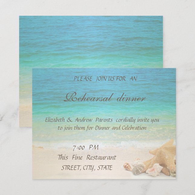 Invitación Cena de ensayo de cascos de playa (Anverso / Reverso)