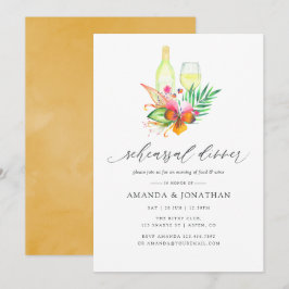 Invitación Cena de ensayo de cata de vinos de verano tropical