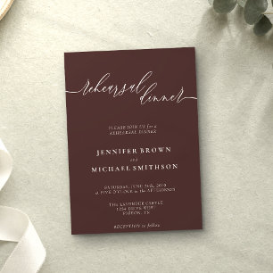 Invitación Cena de ensayo de celebración de marrón chocolate