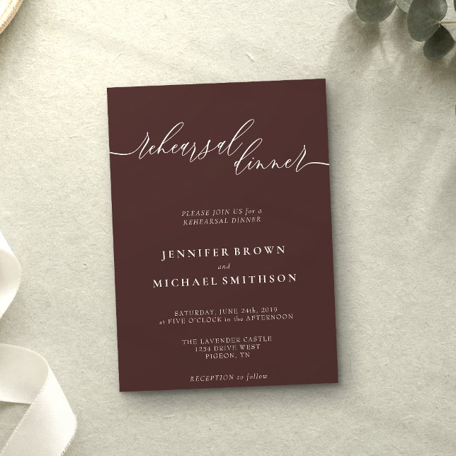Invitación Cena de ensayo de celebración de marrón chocolate (Subido por el creador)