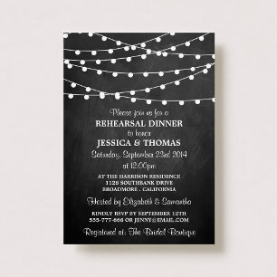 Invitación Cena de ensayo de Chalkboard con luces de cadena m