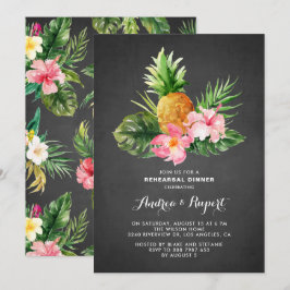 Invitación Cena de ensayo de Chalkboard de piña tropical