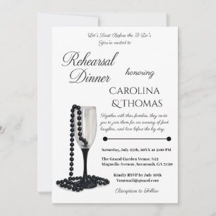 Invitación Cena de ensayo de champán Perla Blanca Negra