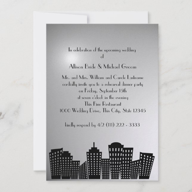 Invitación Cena de ensayo de Cityscape (Anverso)