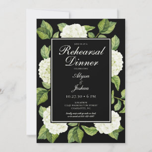 Invitación Cena de ensayo de código QR de Hydrangeas blancas