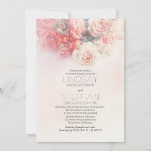 Invitación cena de ensayo de color agua rosa rugoso floral