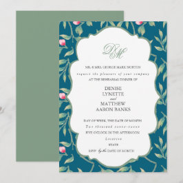 Invitación Cena de ensayo de color azul teal de medianoche y 