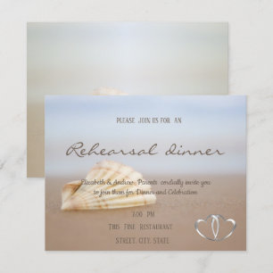 Invitación Cena de Ensayo de Conchas de Playa, Corazones