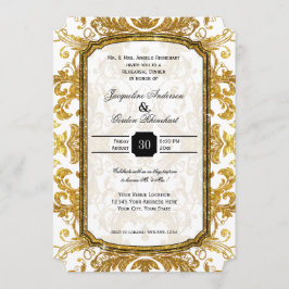 Invitación Cena de ensayo de cosecha de Purpurina Faux Gold