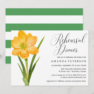 Invitación Cena de ensayo de CROCUS AMARILLO de flor de moda
