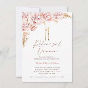 Invitación Cena de ensayo de cuchillería floral de Boho de Ru