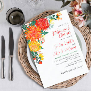 Invitación Cena de Ensayo de Dahlia de Primavera Amarillo Pas