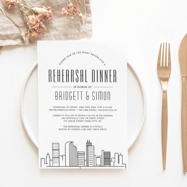 Invitación Cena de ensayo de Denver | Skyline de la ciudad (Subido por el creador)