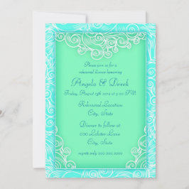 Invitación Cena de ensayo de diseño de olas de boda en la pla