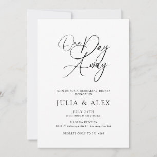 Invitación Cena de ensayo de elegante guión a un día de dista