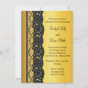 Invitación Cena de ensayo de encaje francés en oro