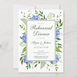 Invitación Cena de Ensayo de Escritura de Hortensias Azules