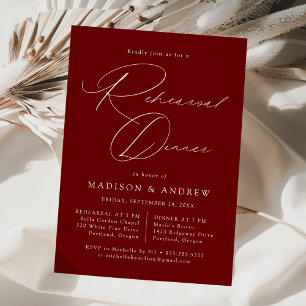 Invitación Cena de Ensayo de Escritura Elegante Moderna Burgu