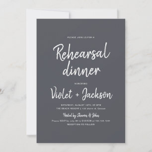 Invitación Cena de ensayo de escritura minimalista de carbón 