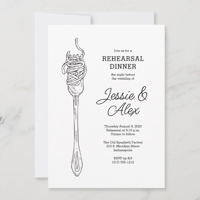 Invitación Cena de Ensayo de Espaguetis  (Anverso)