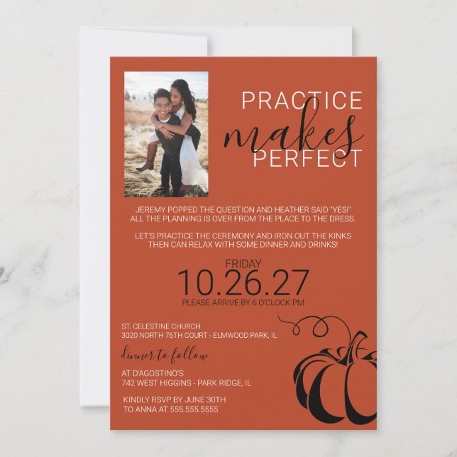 Invitación Cena de ensayo de especias de calabaza (Anverso)