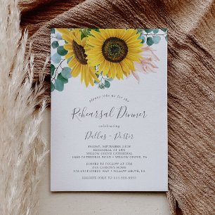 Invitación Cena de ensayo de eucalipto de girasol ruso
