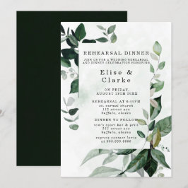 Invitación Cena de ensayo de eucalipto de vegetación rústica