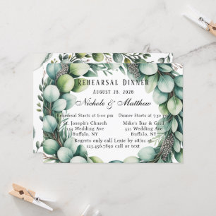 Invitación Cena de ensayo de eucalipto verde y sabio de menta