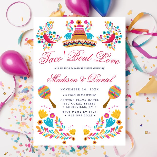 Invitación Cena de ensayo de Fiesta Floral Sombrero mexicana (Subido por el creador)