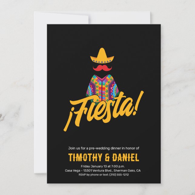 Invitación Cena de ensayo de Fiesta mexicana (Anverso)