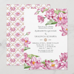 Invitación Cena de ensayo de flor de loto en acuarela india