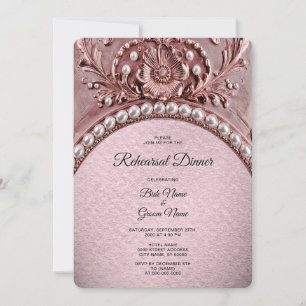 Invitación Cena de Ensayo de Flor Rosa