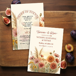 Invitación Cena de Ensayo de Flor Silvestre de Terracota Boho