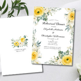 Invitación Cena de Ensayo de Florales Acuarela Amarillo Crema