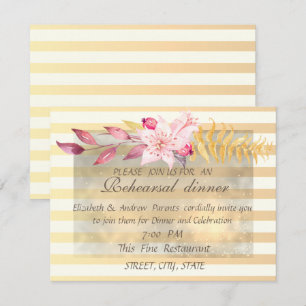 Invitación Cena de Ensayo de Flores a Rayas Chic Modernas